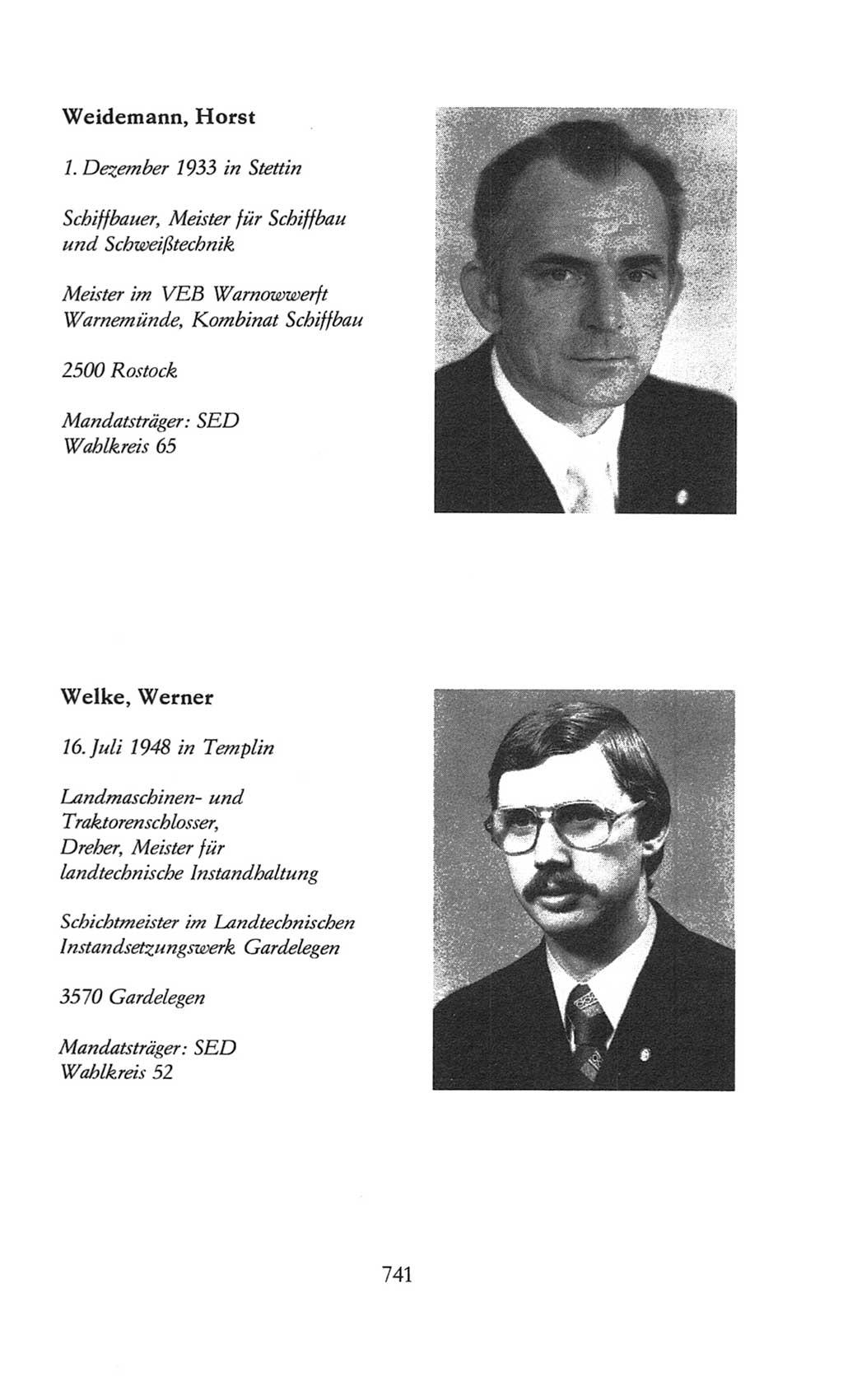 Volkskammer (VK) der Deutschen Demokratischen Republik (DDR), 8. Wahlperiode 1981-1986, Seite 741 (VK. DDR 8. WP. 1981-1986, S. 741)