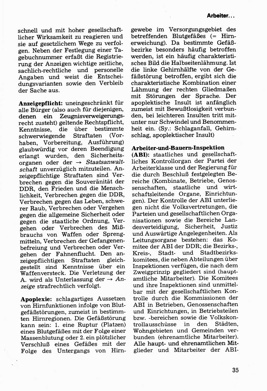 Wörterbuch der sozialistischen Kriminalistik [Deutsche Demokratische Republik (DDR)] 1981, Seite 35 (Wb. soz. Krim. DDR 1981, S. 35)