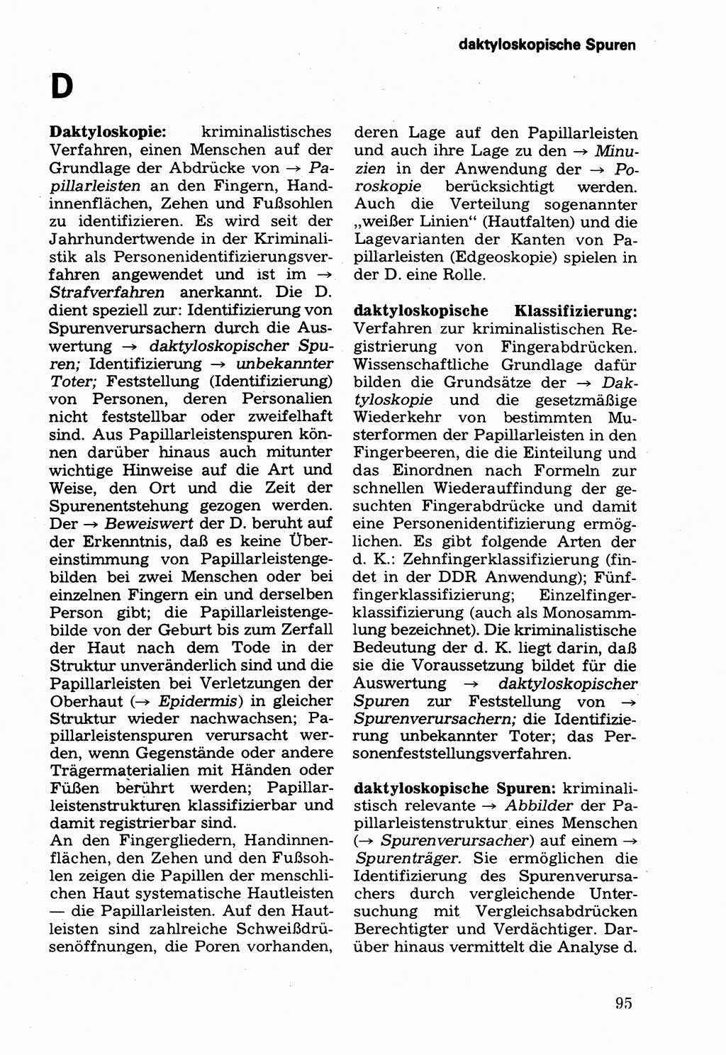 Wörterbuch der sozialistischen Kriminalistik [Deutsche Demokratische Republik (DDR)] 1981, Seite 95 (Wb. soz. Krim. DDR 1981, S. 95)