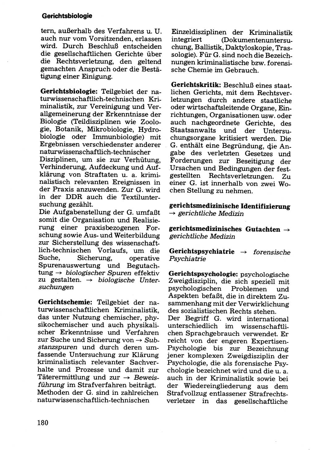 Wörterbuch der sozialistischen Kriminalistik [Deutsche Demokratische Republik (DDR)] 1981, Seite 180 (Wb. soz. Krim. DDR 1981, S. 180)