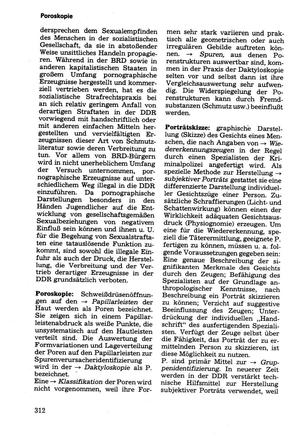 Wörterbuch der sozialistischen Kriminalistik [Deutsche Demokratische Republik (DDR)] 1981, Seite 312 (Wb. soz. Krim. DDR 1981, S. 312)