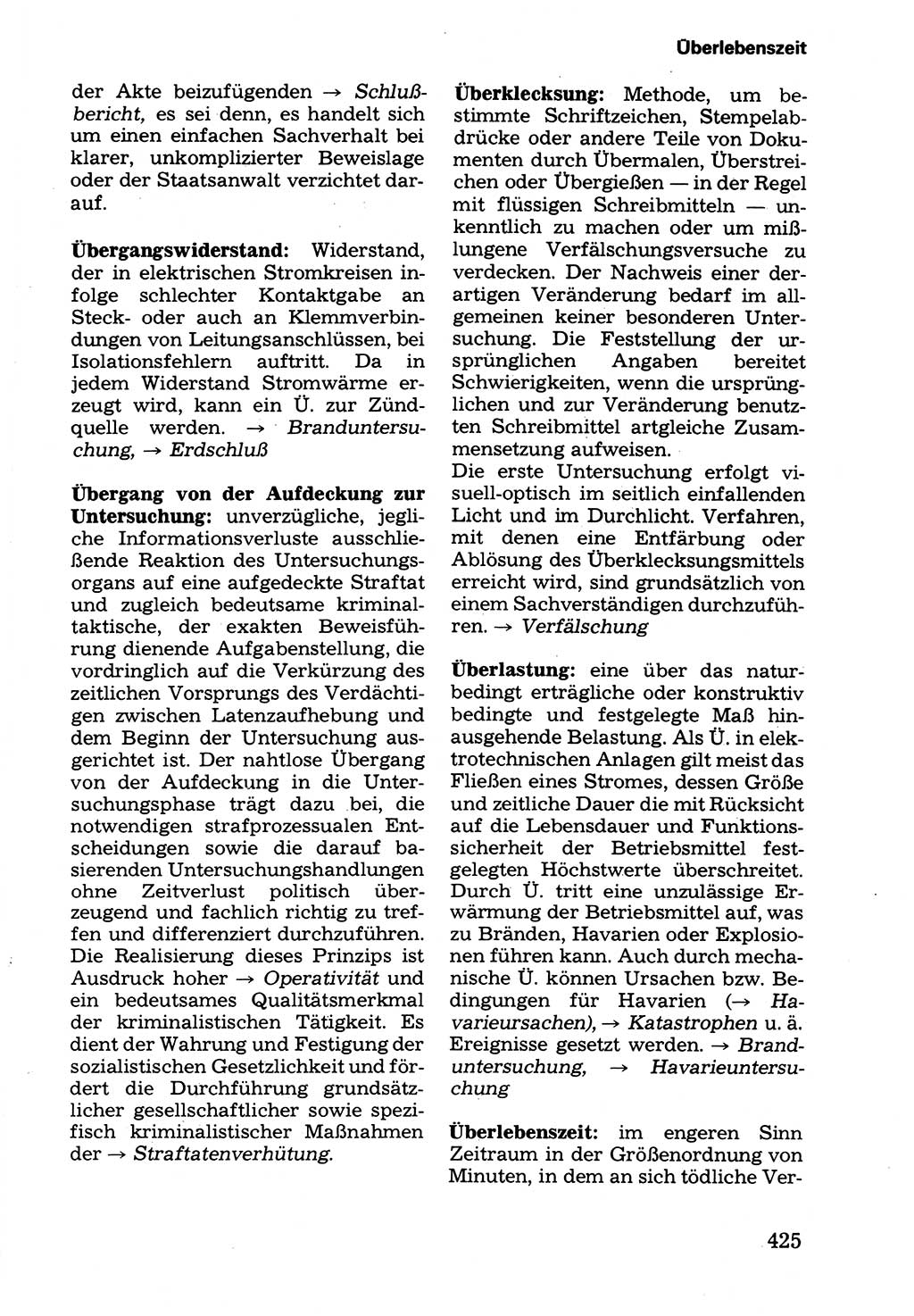 Wörterbuch der sozialistischen Kriminalistik [Deutsche Demokratische Republik (DDR)] 1981, Seite 425 (Wb. soz. Krim. DDR 1981, S. 425)