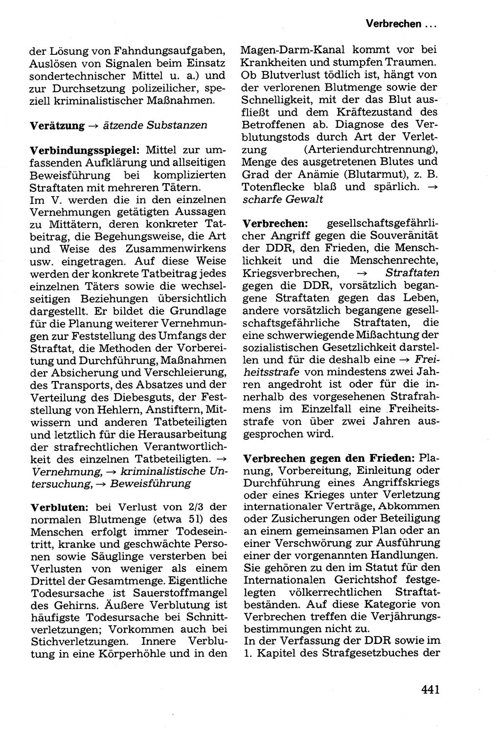 Wörterbuch der sozialistischen Kriminalistik [Deutsche Demokratische Republik (DDR)] 1981, Seite 441 (Wb. soz. Krim. DDR 1981, S. 441)