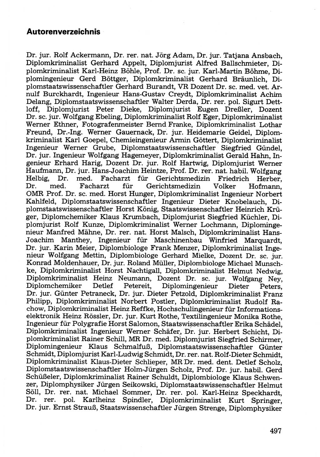 Wörterbuch der sozialistischen Kriminalistik [Deutsche Demokratische Republik (DDR)] 1981, Seite 497 (Wb. soz. Krim. DDR 1981, S. 497)