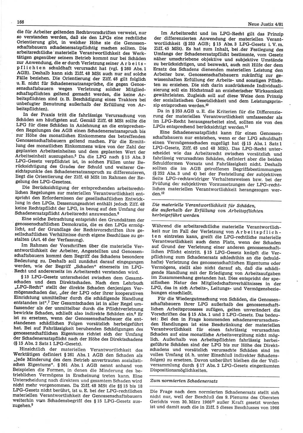 Neue Justiz (NJ), Zeitschrift für sozialistisches Recht und Gesetzlichkeit [Deutsche Demokratische Republik (DDR)], 35. Jahrgang 1981, Seite 166 (NJ DDR 1981, S. 166)