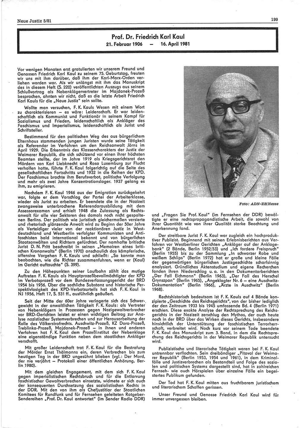 Neue Justiz (NJ), Zeitschrift für sozialistisches Recht und Gesetzlichkeit [Deutsche Demokratische Republik (DDR)], 35. Jahrgang 1981, Seite 199 (NJ DDR 1981, S. 199)