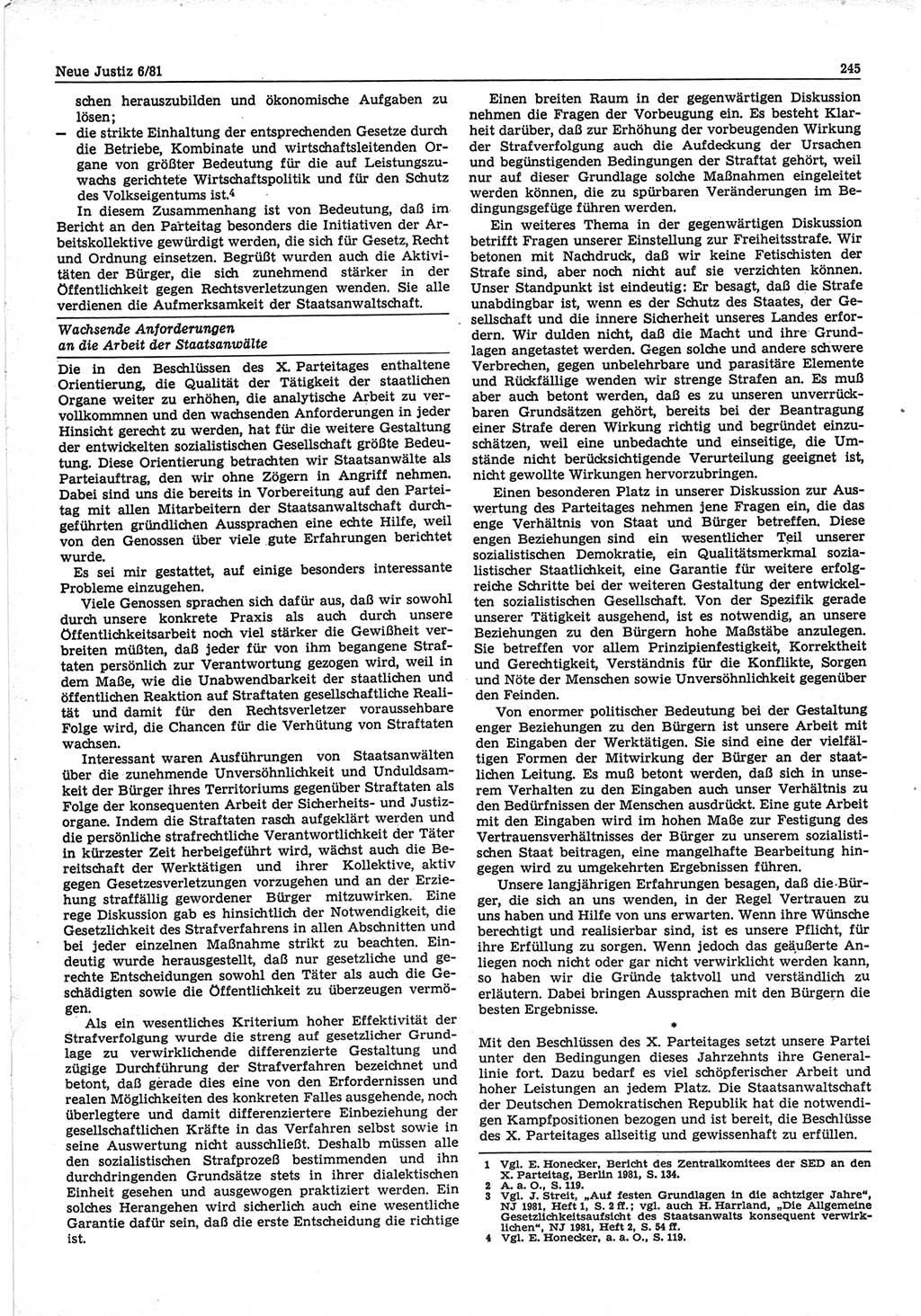 Neue Justiz (NJ), Zeitschrift für sozialistisches Recht und Gesetzlichkeit [Deutsche Demokratische Republik (DDR)], 35. Jahrgang 1981, Seite 245 (NJ DDR 1981, S. 245)