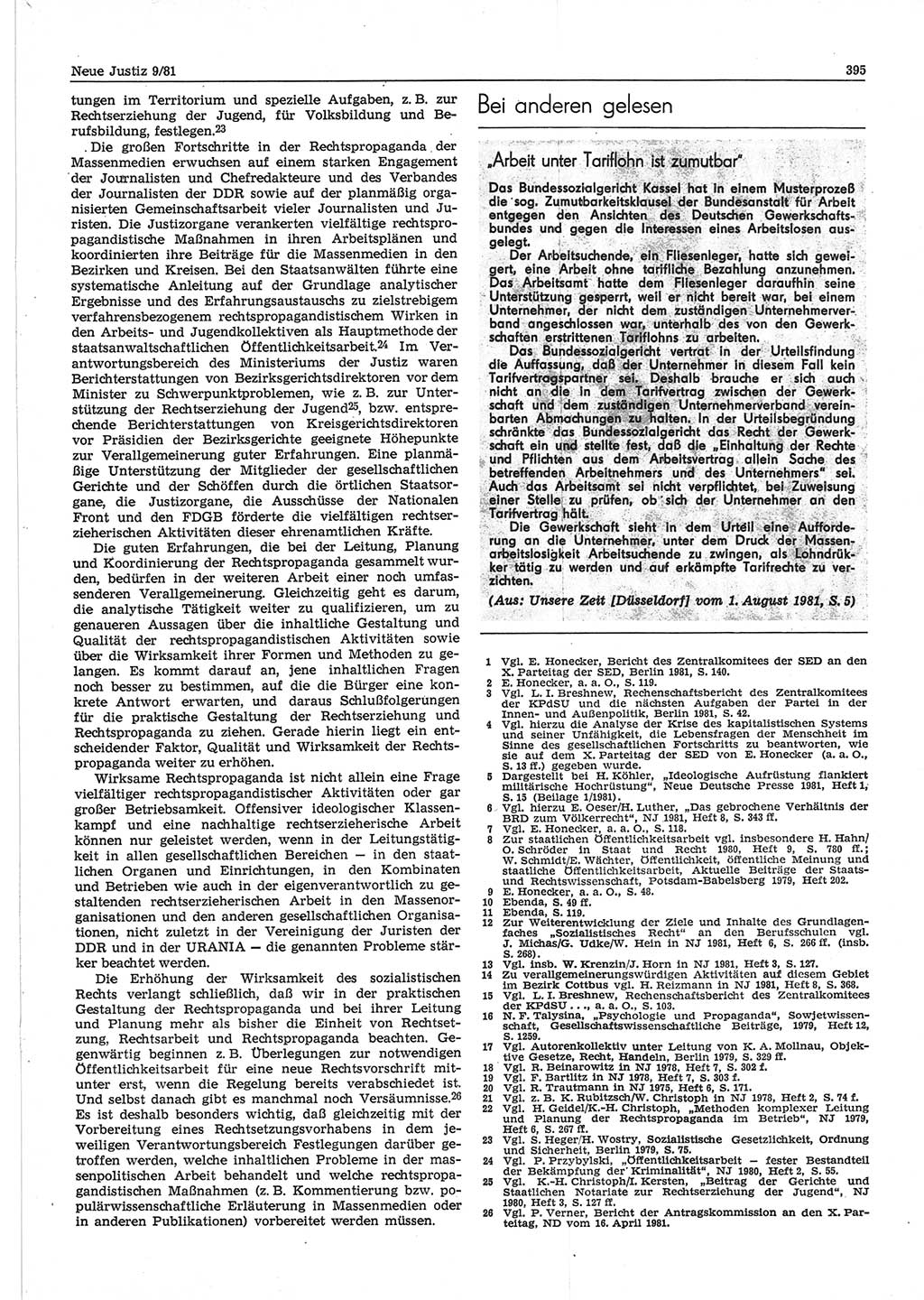 Neue Justiz (NJ), Zeitschrift für sozialistisches Recht und Gesetzlichkeit [Deutsche Demokratische Republik (DDR)], 35. Jahrgang 1981, Seite 395 (NJ DDR 1981, S. 395)