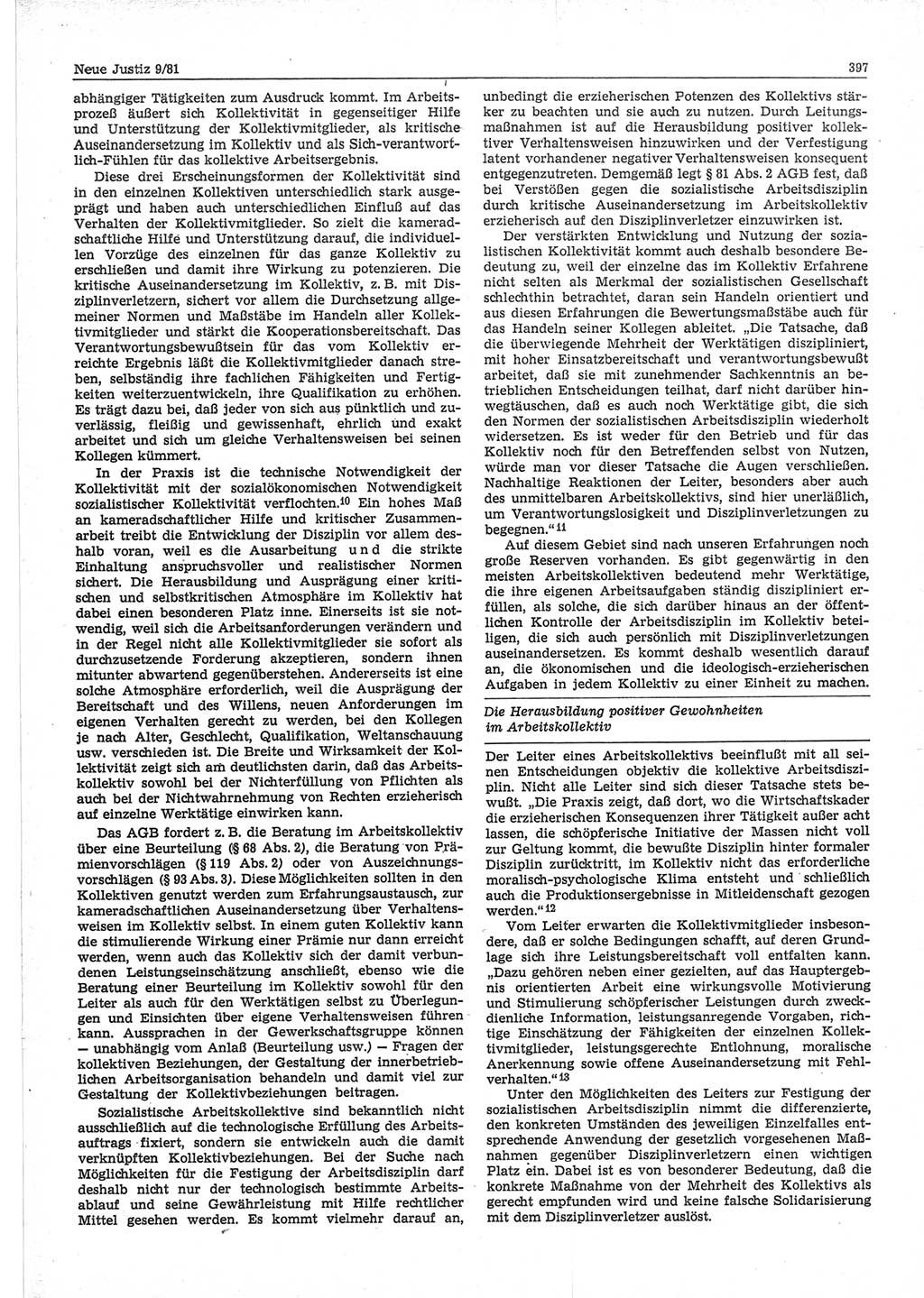 Neue Justiz (NJ), Zeitschrift für sozialistisches Recht und Gesetzlichkeit [Deutsche Demokratische Republik (DDR)], 35. Jahrgang 1981, Seite 397 (NJ DDR 1981, S. 397)