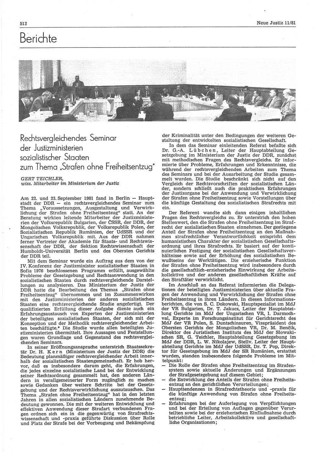 Neue Justiz (NJ), Zeitschrift für sozialistisches Recht und Gesetzlichkeit [Deutsche Demokratische Republik (DDR)], 35. Jahrgang 1981, Seite 512 (NJ DDR 1981, S. 512)