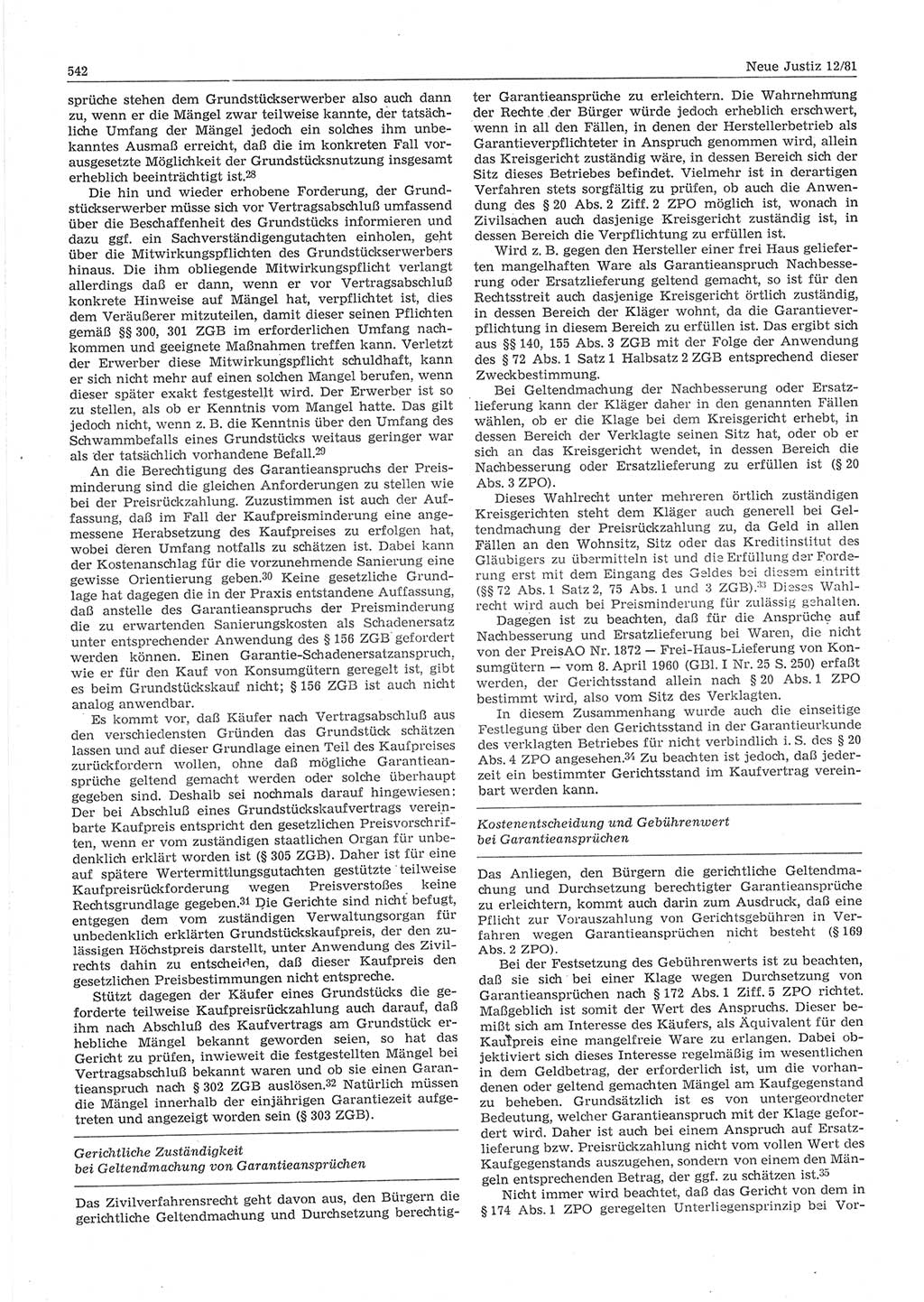 Neue Justiz (NJ), Zeitschrift für sozialistisches Recht und Gesetzlichkeit [Deutsche Demokratische Republik (DDR)], 35. Jahrgang 1981, Seite 542 (NJ DDR 1981, S. 542)