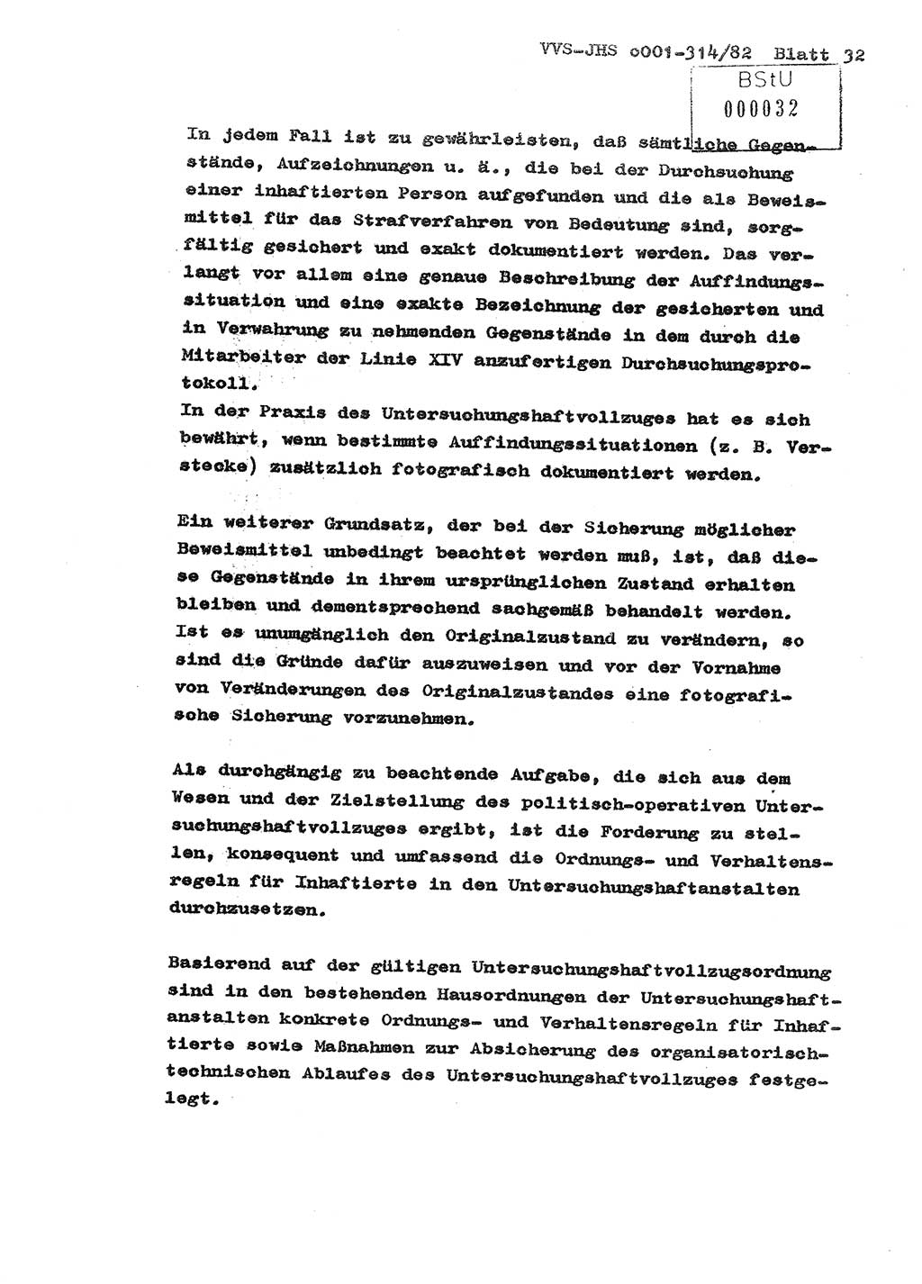 Diplomarbeit Hauptmann Wolfgang Schröder (Abt. ⅩⅣ), Ministerium für Staatssicherheit (MfS) [Deutsche Demokratische Republik (DDR)], Juristische Hochschule (JHS), Vertrauliche Verschlußsache (VVS) o001-314/82, Potsdam 1982, Seite 32 (Dipl.-Arb. MfS DDR JHS VVS o001-314/82 1982, S. 32)