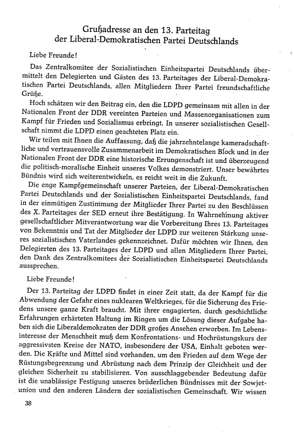 Dokumente der Sozialistischen Einheitspartei Deutschlands (SED) [Deutsche Demokratische Republik (DDR)] 1982-1983, Seite 38 (Dok. SED DDR 1982-1983, S. 38)
