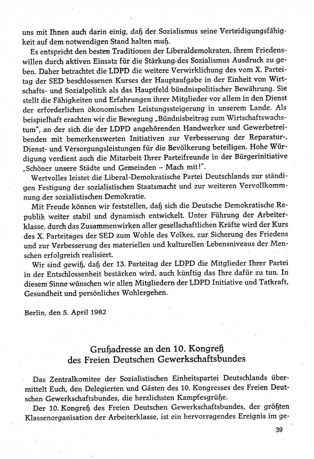 Dokumente der Sozialistischen Einheitspartei Deutschlands (SED) [Deutsche Demokratische Republik (DDR)] 1982-1983, Seite 39 (Dok. SED DDR 1982-1983, S. 39)