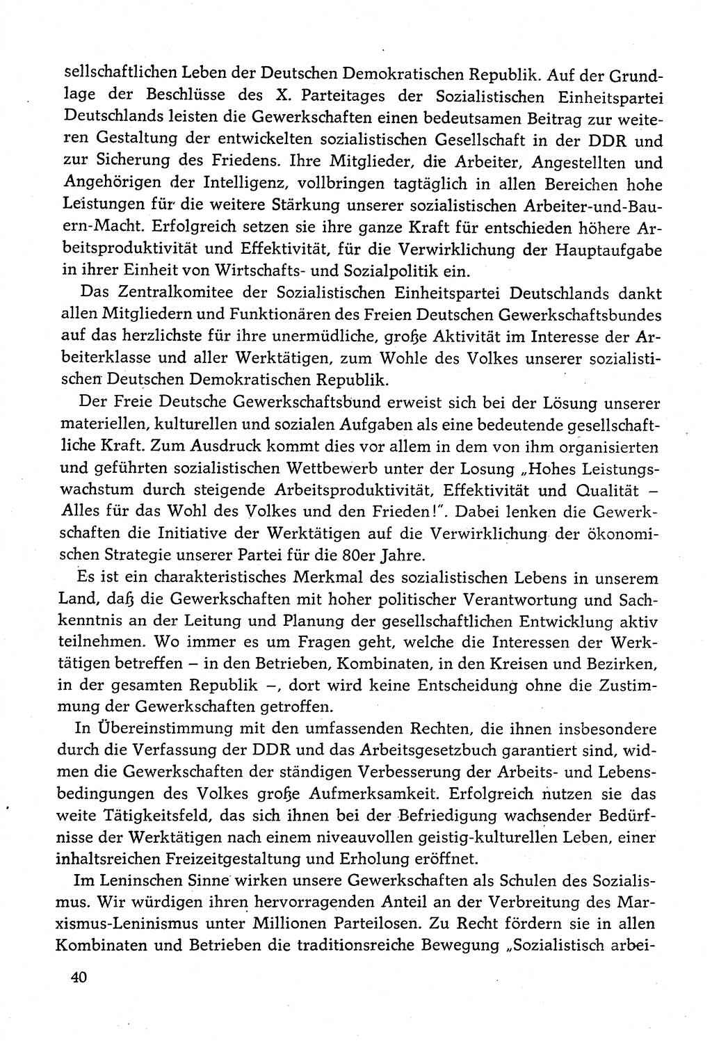 Dokumente der Sozialistischen Einheitspartei Deutschlands (SED) [Deutsche Demokratische Republik (DDR)] 1982-1983, Seite 40 (Dok. SED DDR 1982-1983, S. 40)