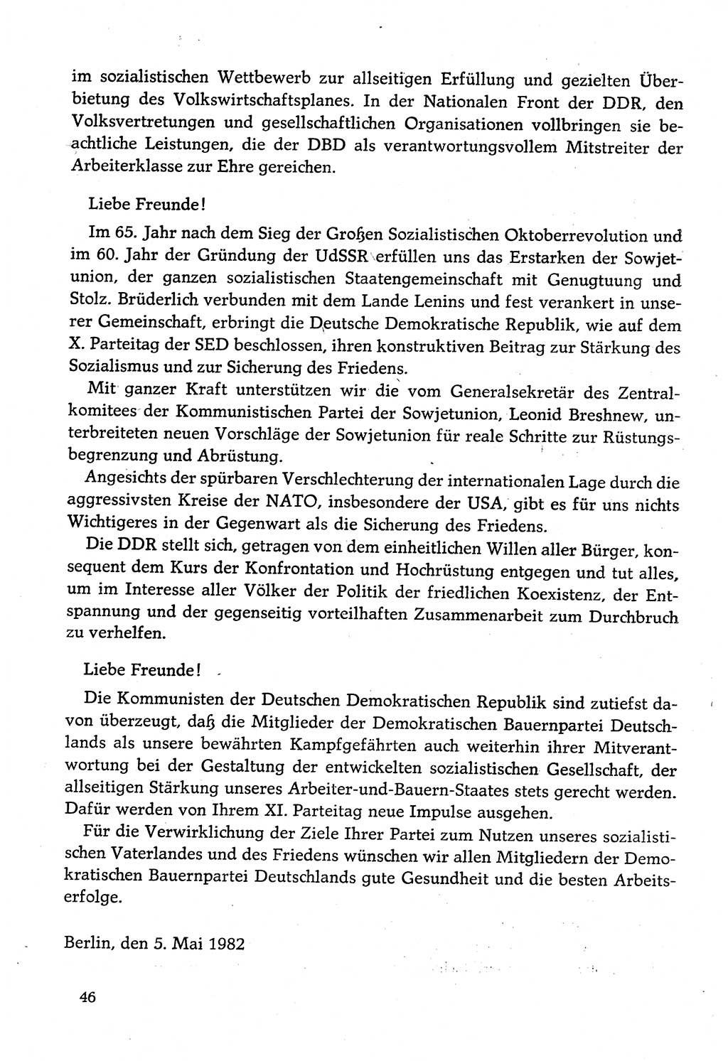Dokumente der Sozialistischen Einheitspartei Deutschlands (SED) [Deutsche Demokratische Republik (DDR)] 1982-1983, Seite 46 (Dok. SED DDR 1982-1983, S. 46)
