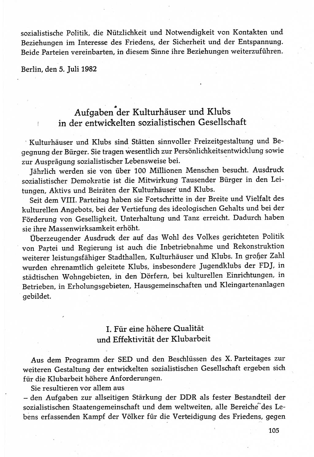 Dokumente der Sozialistischen Einheitspartei Deutschlands (SED) [Deutsche Demokratische Republik (DDR)] 1982-1983, Seite 105 (Dok. SED DDR 1982-1983, S. 105)