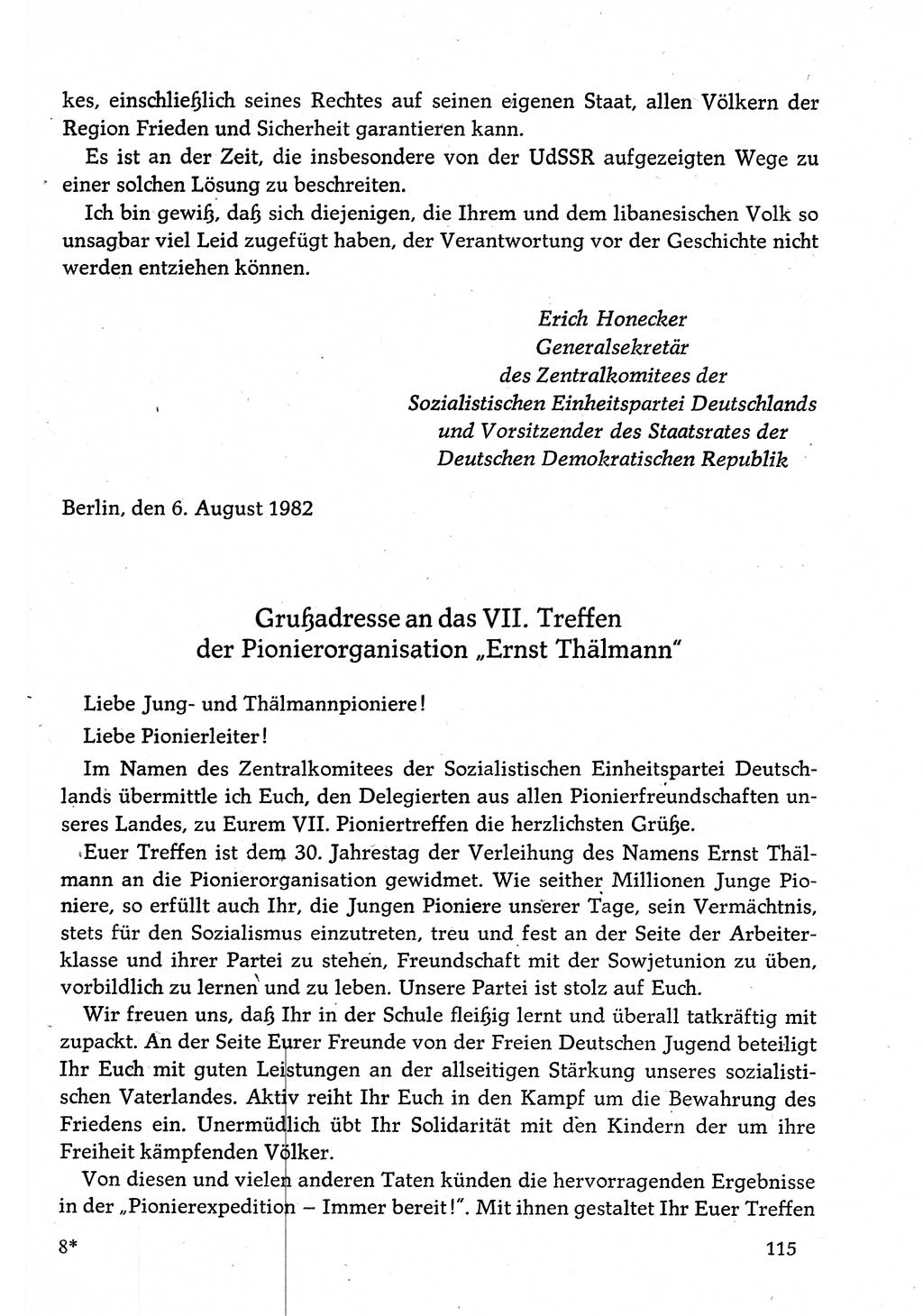 Dokumente der Sozialistischen Einheitspartei Deutschlands (SED) [Deutsche Demokratische Republik (DDR)] 1982-1983, Seite 115 (Dok. SED DDR 1982-1983, S. 115)