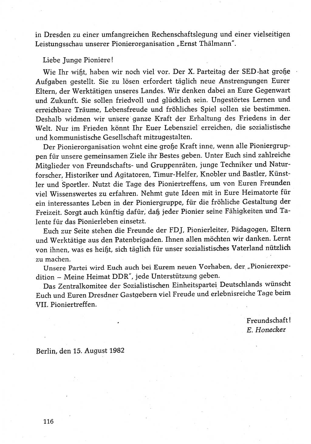 Dokumente der Sozialistischen Einheitspartei Deutschlands (SED) [Deutsche Demokratische Republik (DDR)] 1982-1983, Seite 116 (Dok. SED DDR 1982-1983, S. 116)