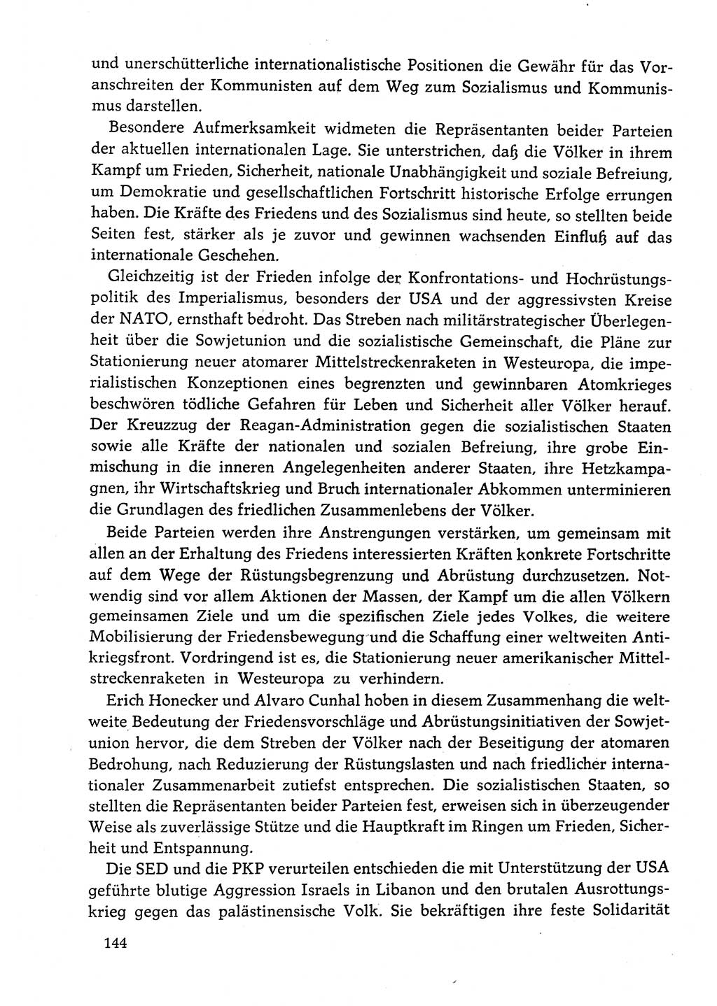 Dokumente der Sozialistischen Einheitspartei Deutschlands (SED) [Deutsche Demokratische Republik (DDR)] 1982-1983, Seite 144 (Dok. SED DDR 1982-1983, S. 144)