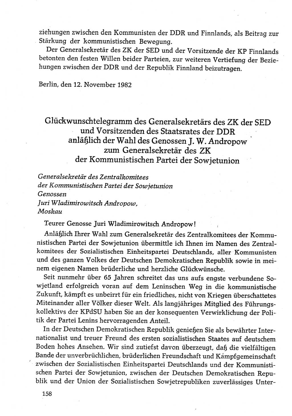 Dokumente der Sozialistischen Einheitspartei Deutschlands (SED) [Deutsche Demokratische Republik (DDR)] 1982-1983, Seite 158 (Dok. SED DDR 1982-1983, S. 158)