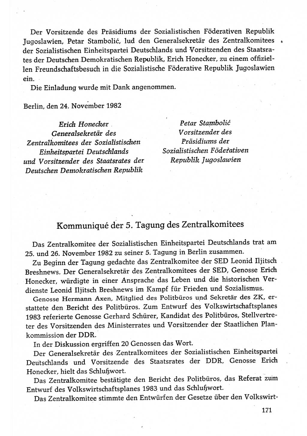 Dokumente der Sozialistischen Einheitspartei Deutschlands (SED) [Deutsche Demokratische Republik (DDR)] 1982-1983, Seite 171 (Dok. SED DDR 1982-1983, S. 171)