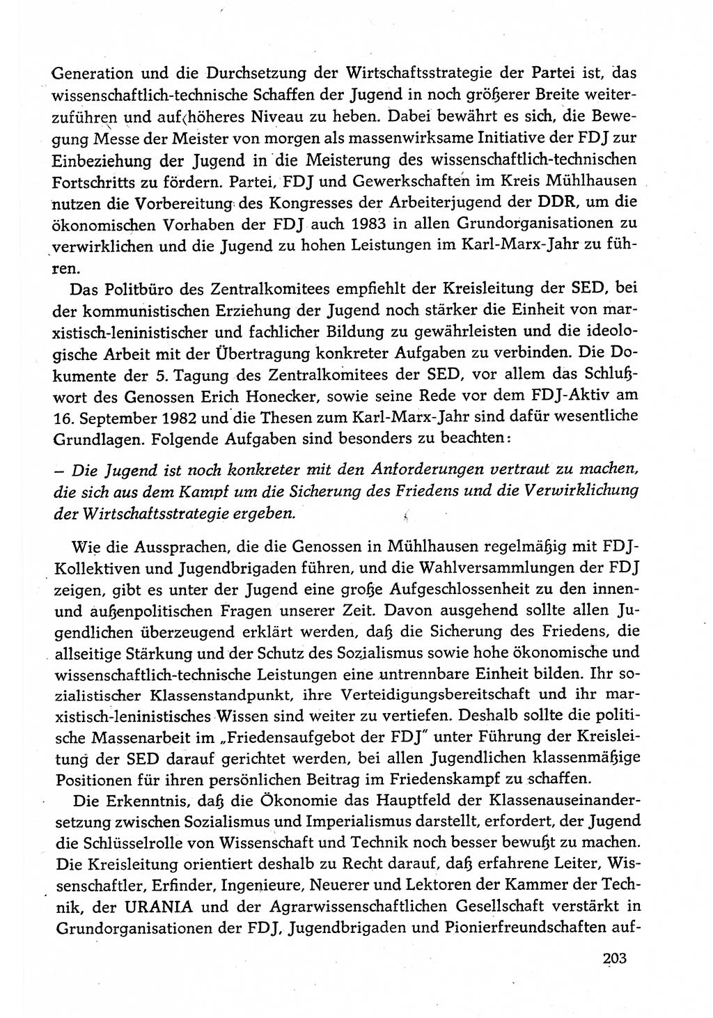 Dokumente der Sozialistischen Einheitspartei Deutschlands (SED) [Deutsche Demokratische Republik (DDR)] 1982-1983, Seite 203 (Dok. SED DDR 1982-1983, S. 203)