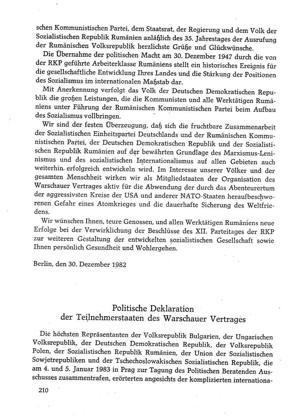 Dokumente der Sozialistischen Einheitspartei Deutschlands (SED) [Deutsche Demokratische Republik (DDR)] 1982-1983, Seite 210 (Dok. SED DDR 1982-1983, S. 210)