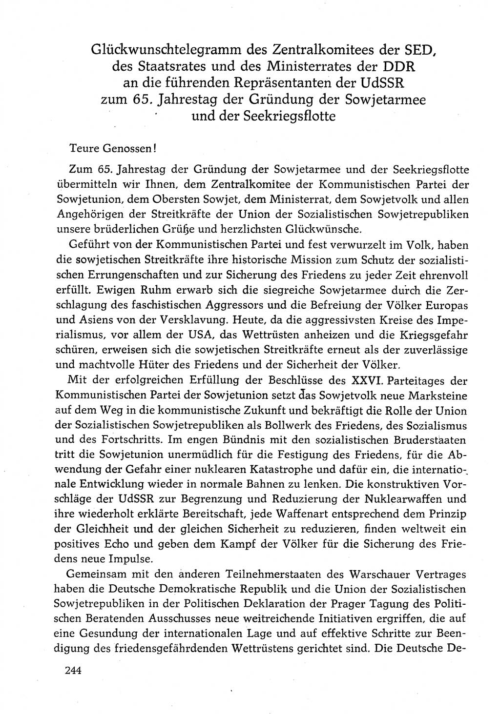 Dokumente der Sozialistischen Einheitspartei Deutschlands (SED) [Deutsche Demokratische Republik (DDR)] 1982-1983, Seite 244 (Dok. SED DDR 1982-1983, S. 244)