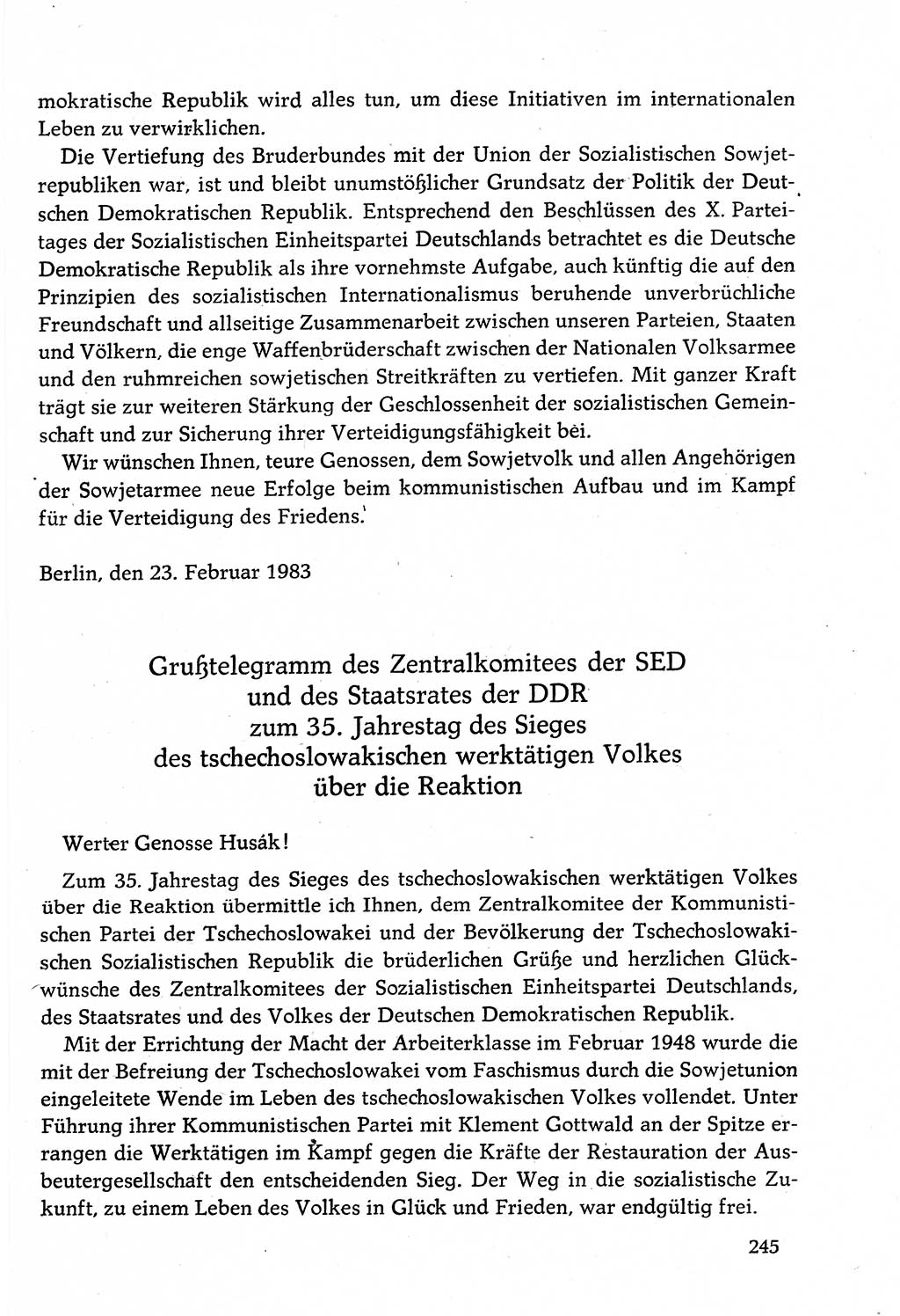 Dokumente der Sozialistischen Einheitspartei Deutschlands (SED) [Deutsche Demokratische Republik (DDR)] 1982-1983, Seite 245 (Dok. SED DDR 1982-1983, S. 245)