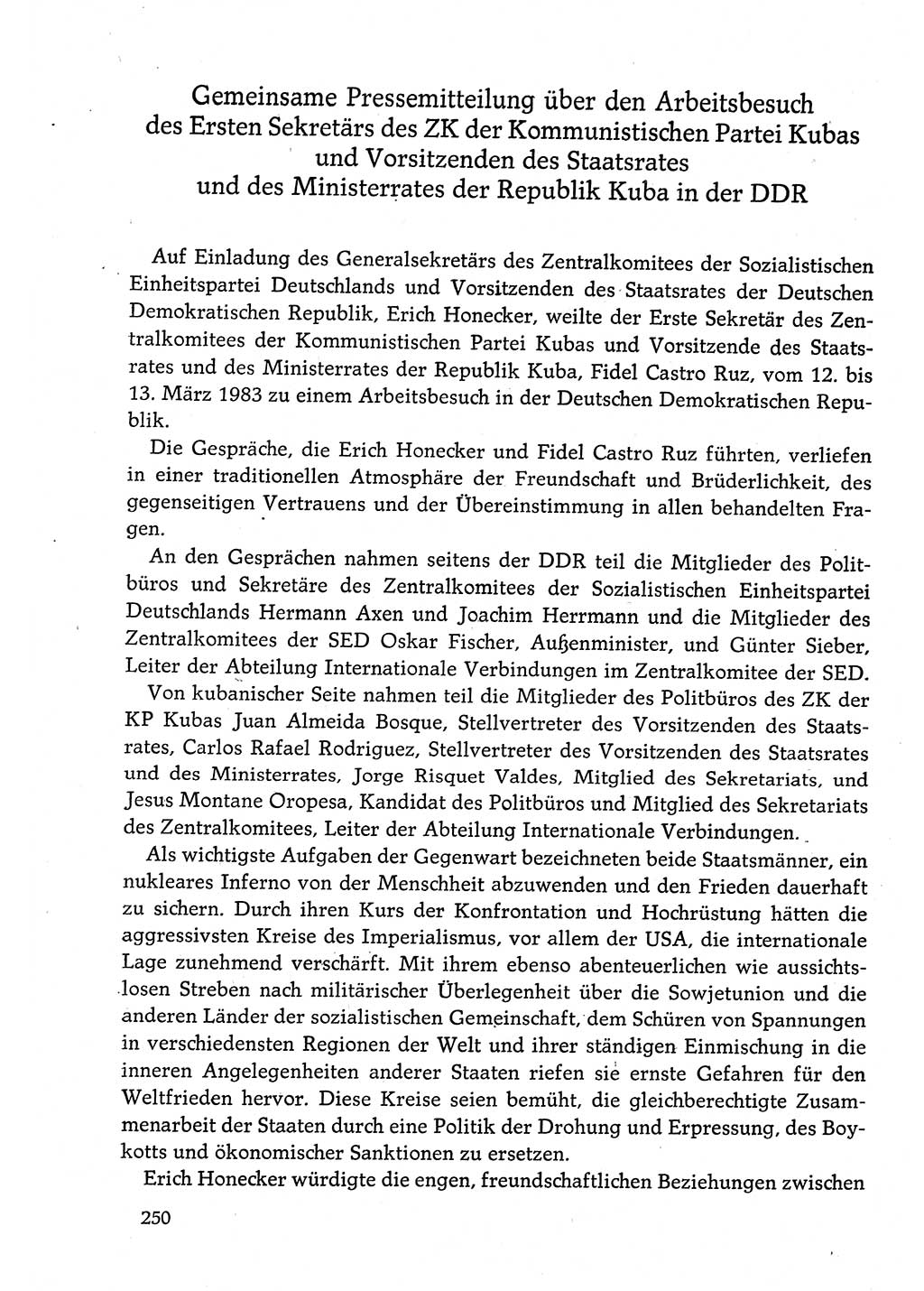 Dokumente der Sozialistischen Einheitspartei Deutschlands (SED) [Deutsche Demokratische Republik (DDR)] 1982-1983, Seite 250 (Dok. SED DDR 1982-1983, S. 250)