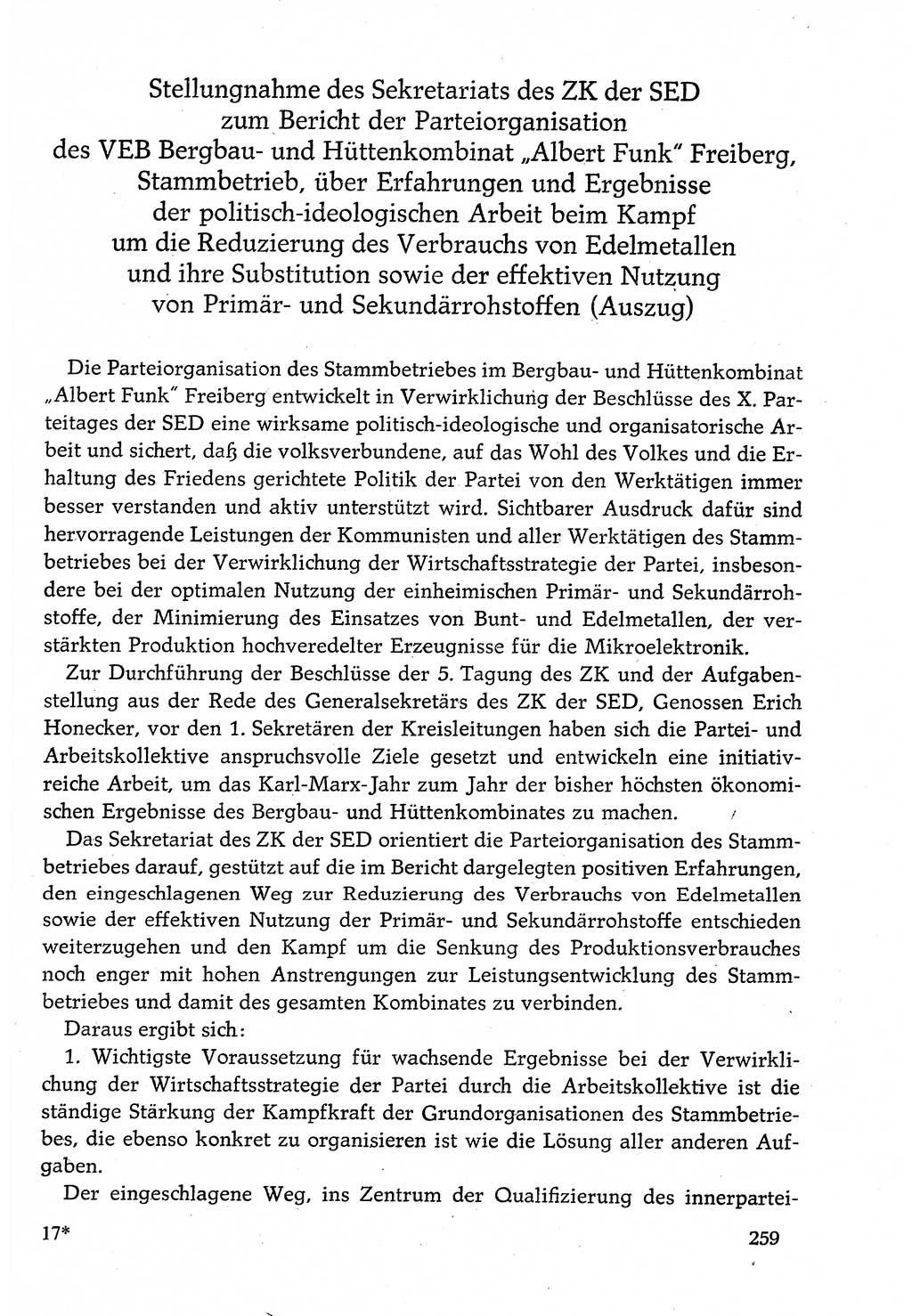 Dokumente der Sozialistischen Einheitspartei Deutschlands (SED) [Deutsche Demokratische Republik (DDR)] 1982-1983, Seite 259 (Dok. SED DDR 1982-1983, S. 259)