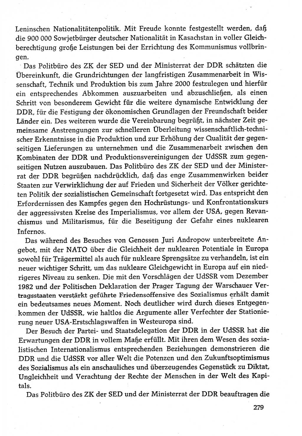 Dokumente der Sozialistischen Einheitspartei Deutschlands (SED) [Deutsche Demokratische Republik (DDR)] 1982-1983, Seite 279 (Dok. SED DDR 1982-1983, S. 279)
