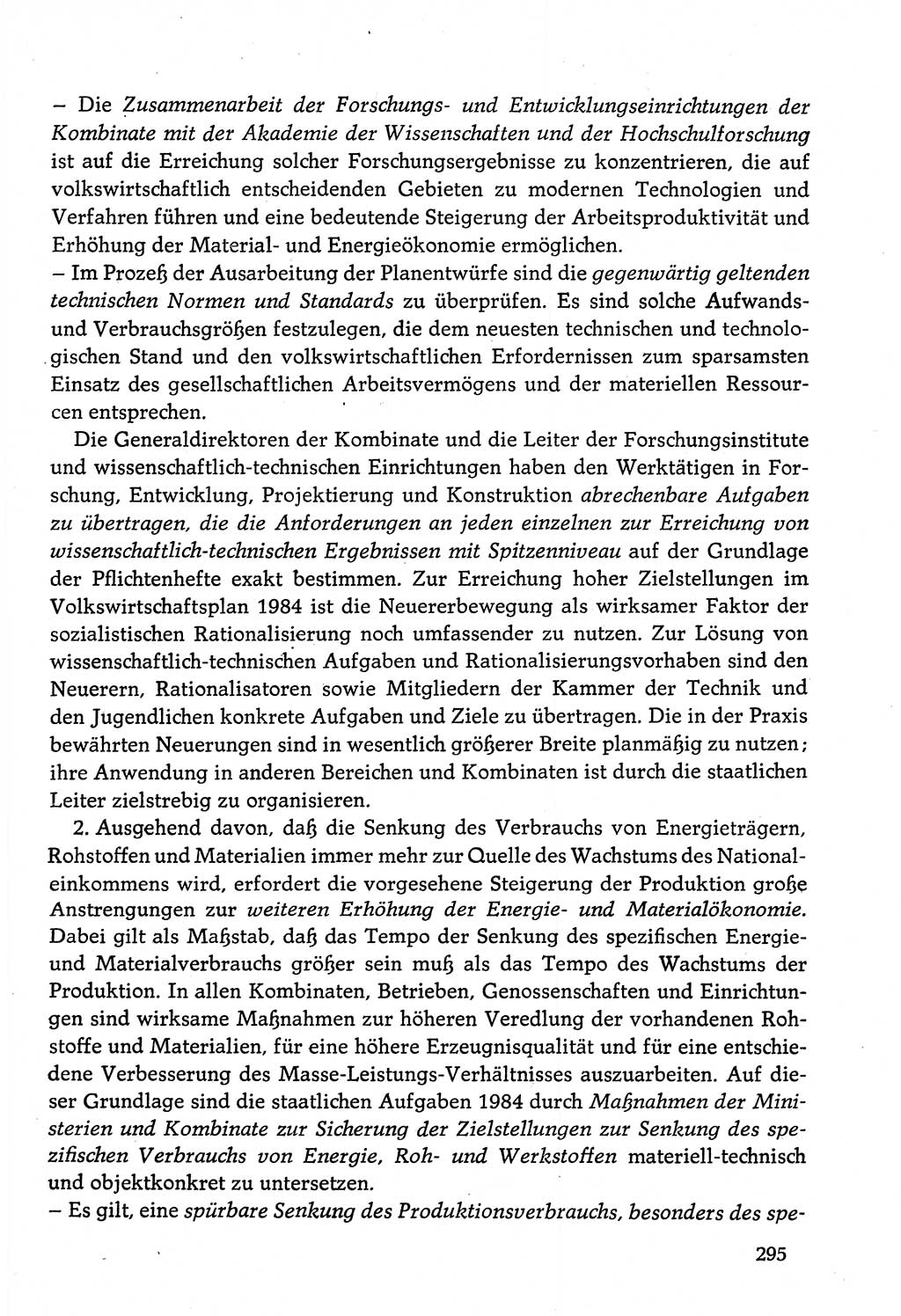 Dokumente der Sozialistischen Einheitspartei Deutschlands (SED) [Deutsche Demokratische Republik (DDR)] 1982-1983, Seite 295 (Dok. SED DDR 1982-1983, S. 295)