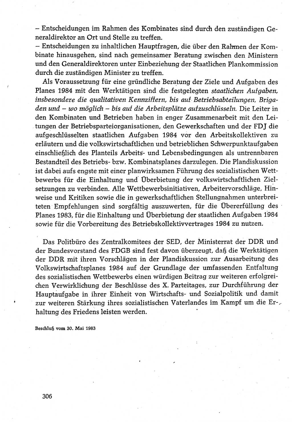 Dokumente der Sozialistischen Einheitspartei Deutschlands (SED) [Deutsche Demokratische Republik (DDR)] 1982-1983, Seite 306 (Dok. SED DDR 1982-1983, S. 306)