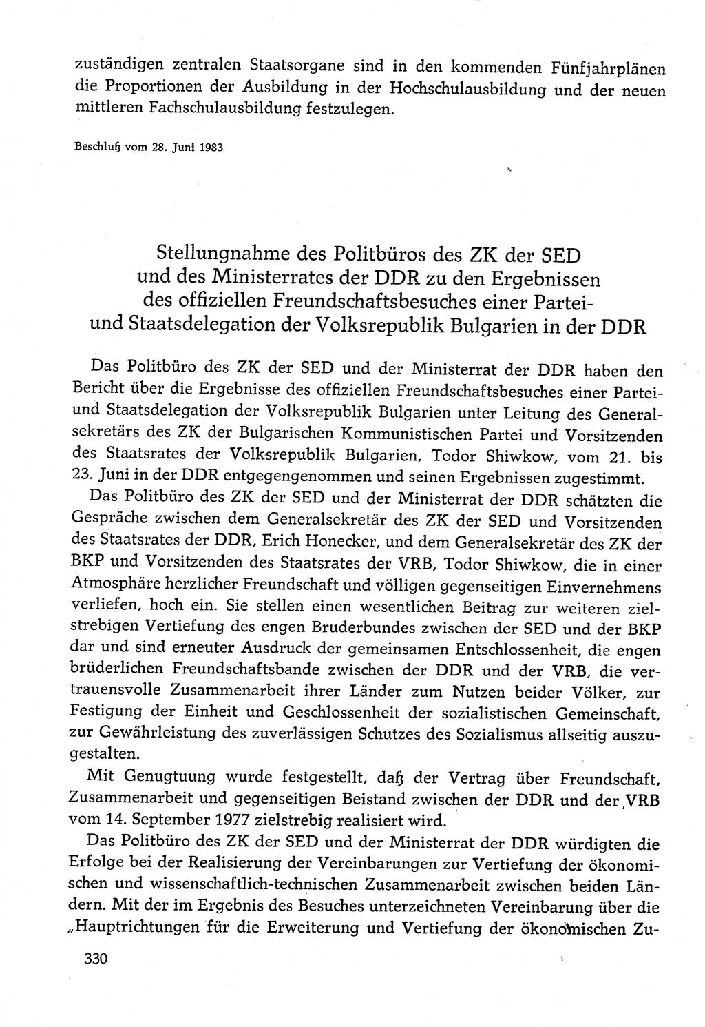 Dokumente der Sozialistischen Einheitspartei Deutschlands (SED) [Deutsche Demokratische Republik (DDR)] 1982-1983, Seite 330 (Dok. SED DDR 1982-1983, S. 330)