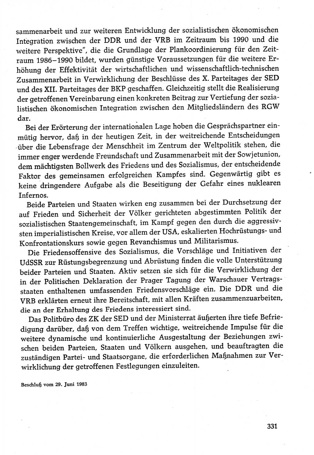 Dokumente der Sozialistischen Einheitspartei Deutschlands (SED) [Deutsche Demokratische Republik (DDR)] 1982-1983, Seite 331 (Dok. SED DDR 1982-1983, S. 331)