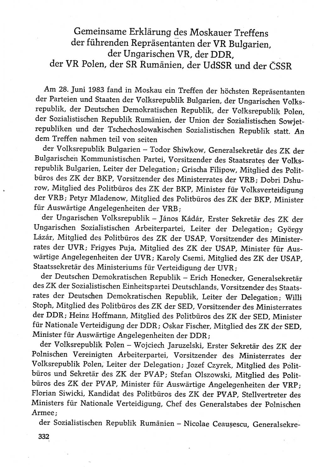 Dokumente der Sozialistischen Einheitspartei Deutschlands (SED) [Deutsche Demokratische Republik (DDR)] 1982-1983, Seite 332 (Dok. SED DDR 1982-1983, S. 332)