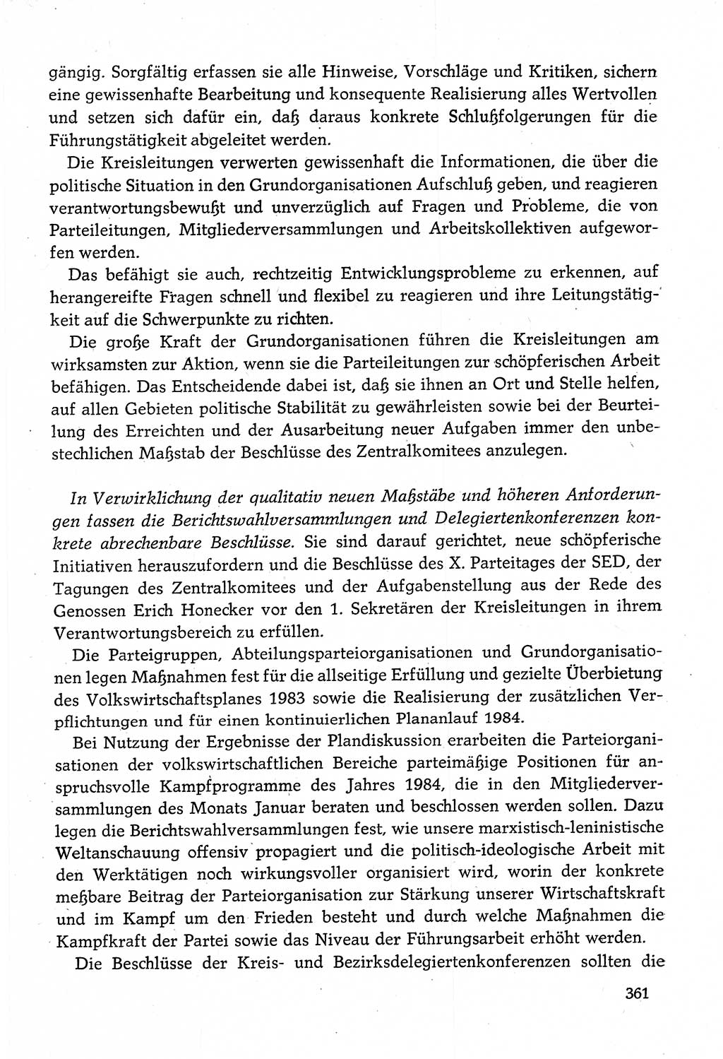 Dokumente der Sozialistischen Einheitspartei Deutschlands (SED) [Deutsche Demokratische Republik (DDR)] 1982-1983, Seite 361 (Dok. SED DDR 1982-1983, S. 361)