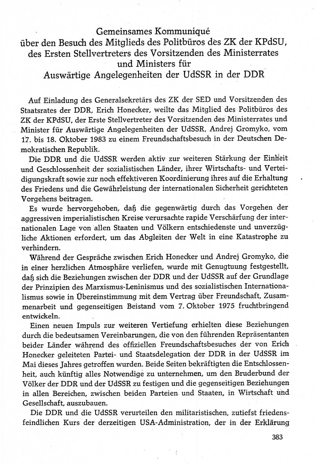 Dokumente der Sozialistischen Einheitspartei Deutschlands (SED) [Deutsche Demokratische Republik (DDR)] 1982-1983, Seite 383 (Dok. SED DDR 1982-1983, S. 383)