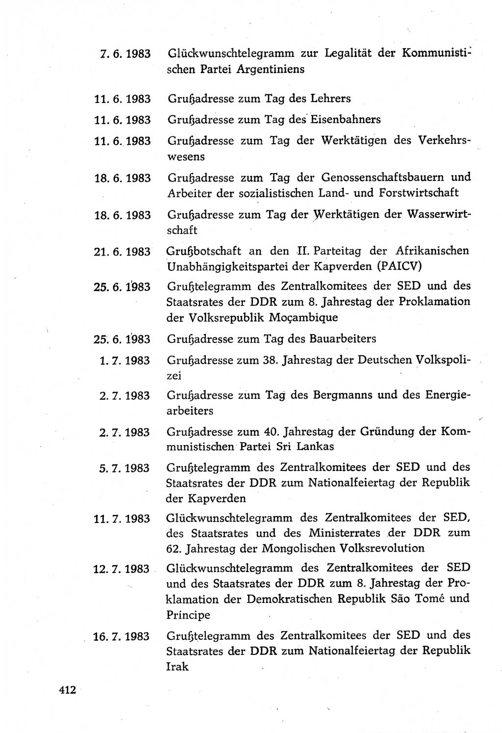 Dokumente der Sozialistischen Einheitspartei Deutschlands (SED) [Deutsche Demokratische Republik (DDR)] 1982-1983, Seite 412 (Dok. SED DDR 1982-1983, S. 412)