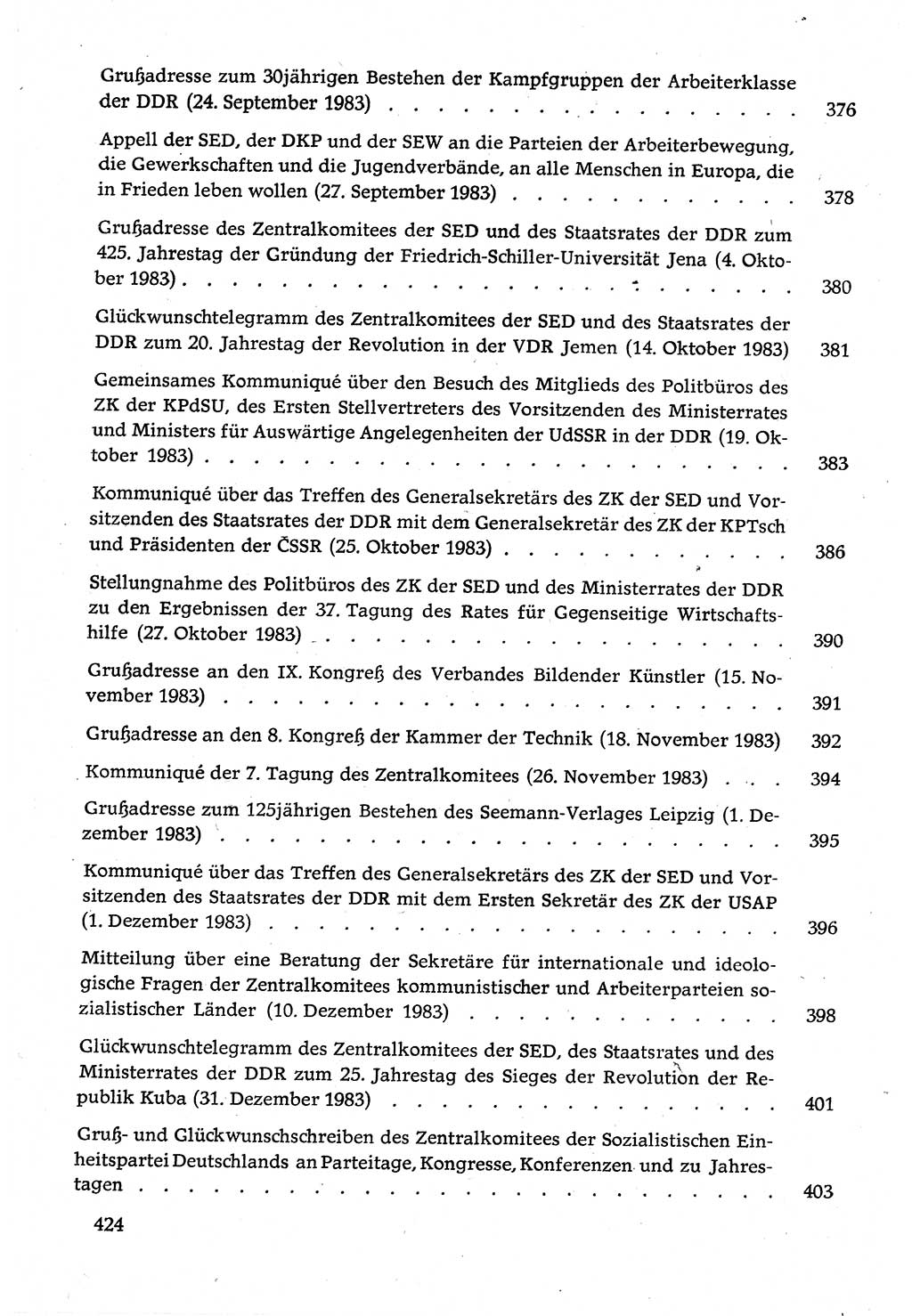 Dokumente der Sozialistischen Einheitspartei Deutschlands (SED) [Deutsche Demokratische Republik (DDR)] 1982-1983, Seite 424 (Dok. SED DDR 1982-1983, S. 424)