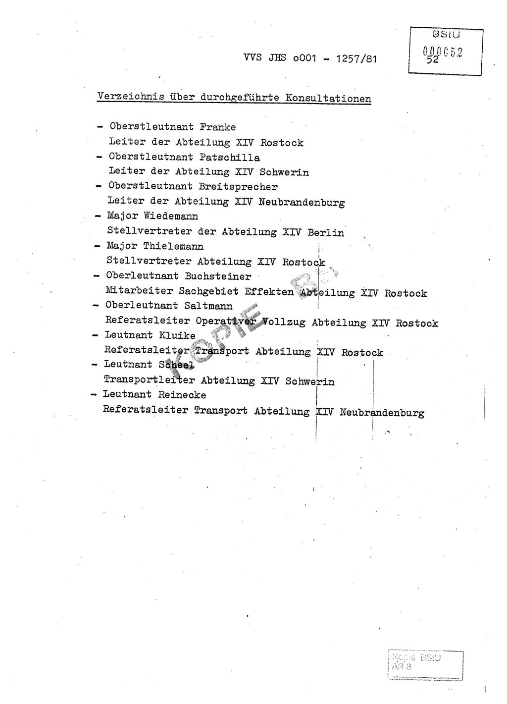 Fachschulabschlußarbeit Unterleutnant Dieter Möller (BV Rst. Abt. ⅩⅣ), Ministerium für Staatssicherheit (MfS) [Deutsche Demokratische Republik (DDR)], Juristische Hochschule (JHS), Vertrauliche Verschlußsache (VVS) o001-1257/81, Potsdam 1982, Seite 52 (FS-Abschl.-Arb. MfS DDR JHS VVS o001-1257/81 1982, S. 52)