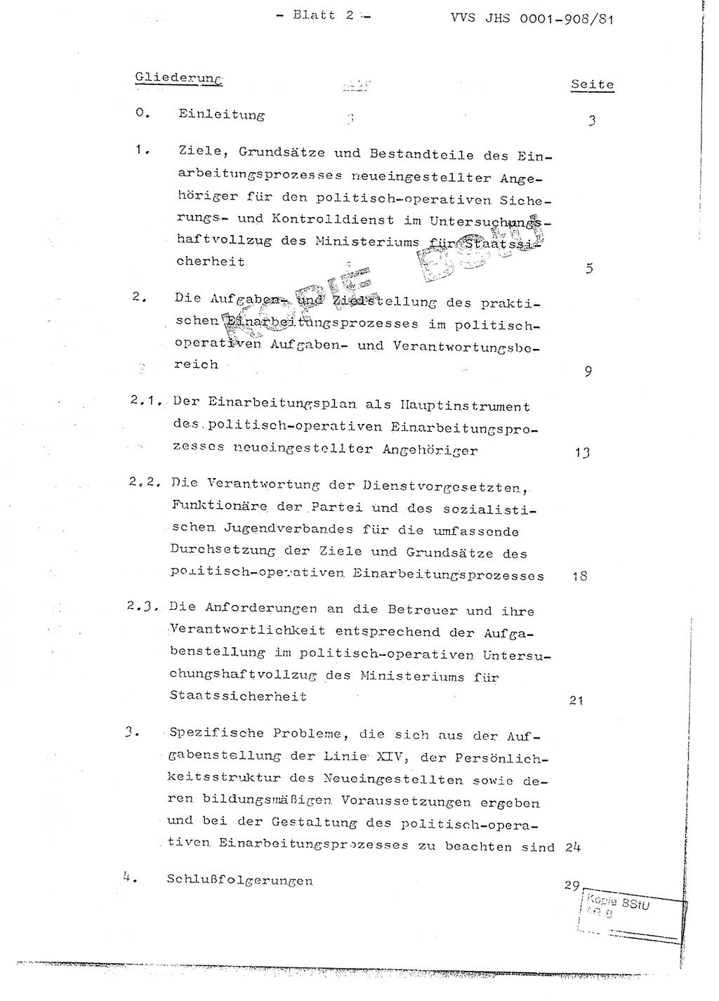 Fachschulabschlußarbeit Oberleutnant Wolfgang Wittmann (Abt. ⅩⅣ), Ministerium für Staatssicherheit (MfS) [Deutsche Demokratische Republik (DDR)], Juristische Hochschule (JHS), Vertrauliche Verschlußsache (VVS) o001-908/82, Potsdam 1982, Blatt 2 (FS-Abschl.-Arb. MfS DDR JHS VVS o001-908/82 1982, Bl. 2)