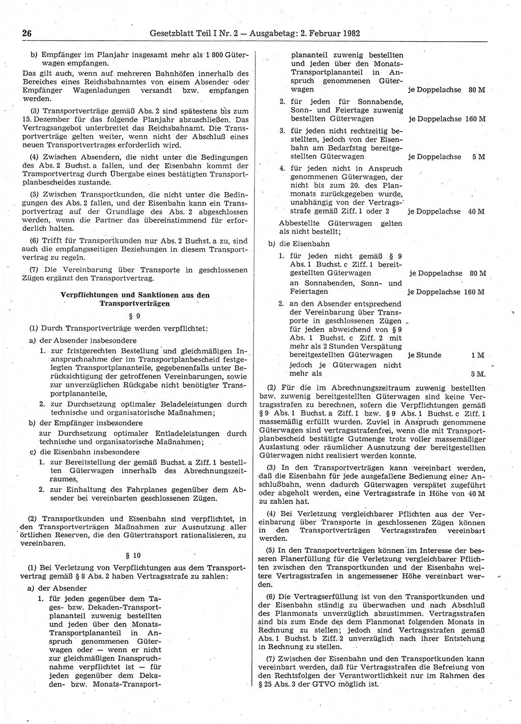 Gesetzblatt (GBl.) der Deutschen Demokratischen Republik (DDR) Teil Ⅰ 1982, Seite 26 (GBl. DDR Ⅰ 1982, S. 26)