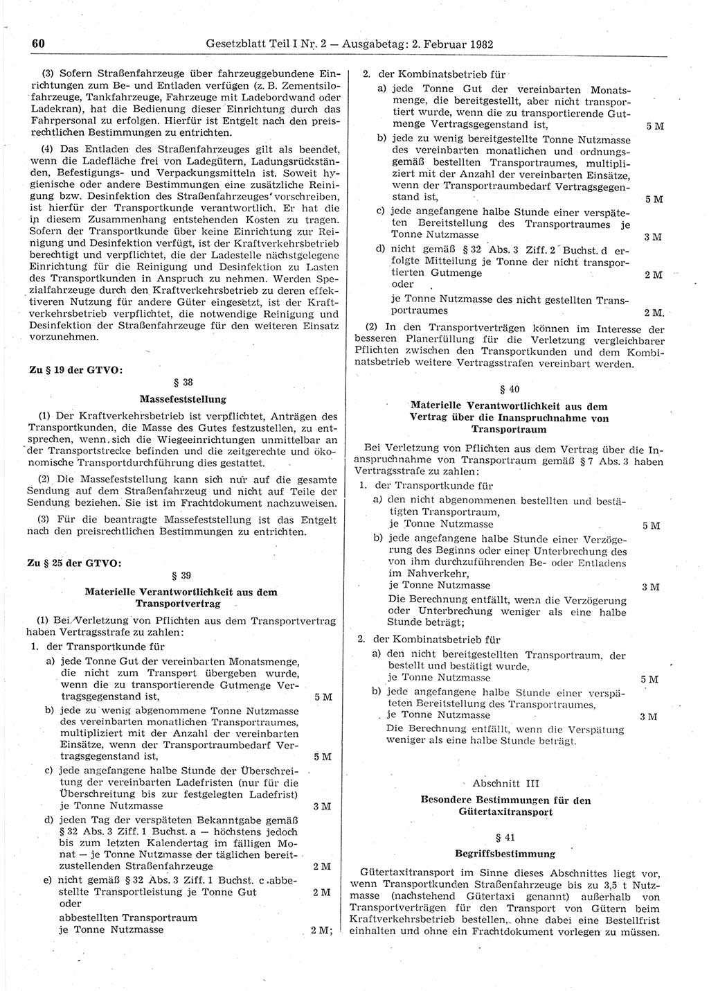 Gesetzblatt (GBl.) der Deutschen Demokratischen Republik (DDR) Teil Ⅰ 1982, Seite 60 (GBl. DDR Ⅰ 1982, S. 60)