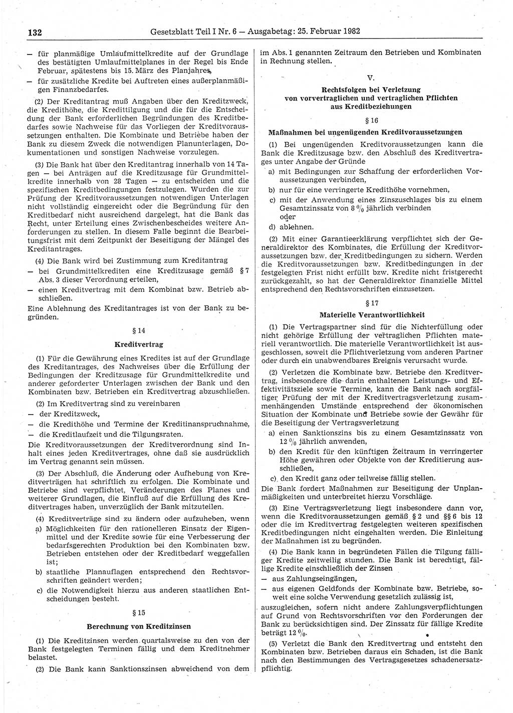 Gesetzblatt (GBl.) der Deutschen Demokratischen Republik (DDR) Teil Ⅰ 1982, Seite 132 (GBl. DDR Ⅰ 1982, S. 132)
