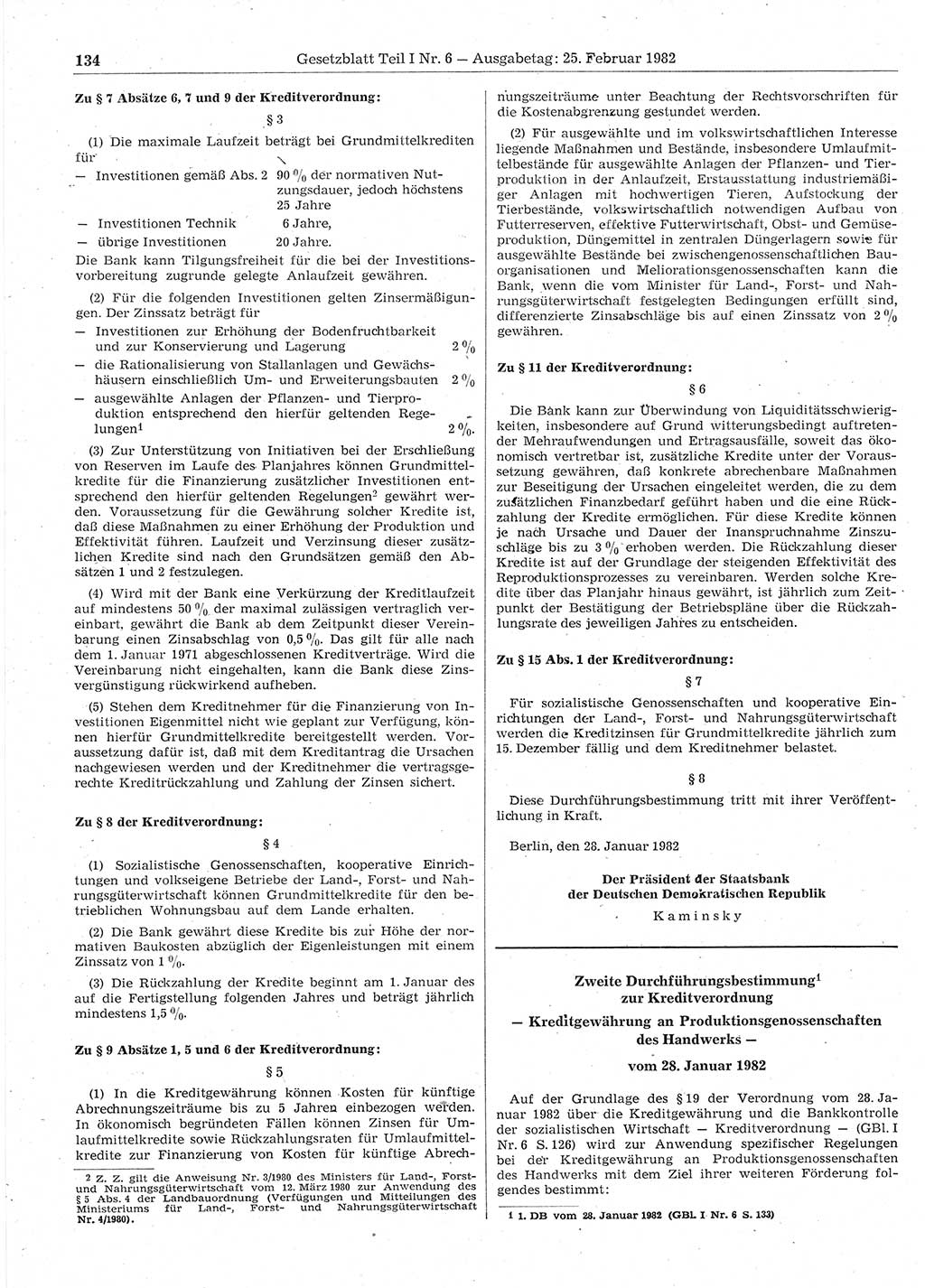 Gesetzblatt (GBl.) der Deutschen Demokratischen Republik (DDR) Teil Ⅰ 1982, Seite 134 (GBl. DDR Ⅰ 1982, S. 134)