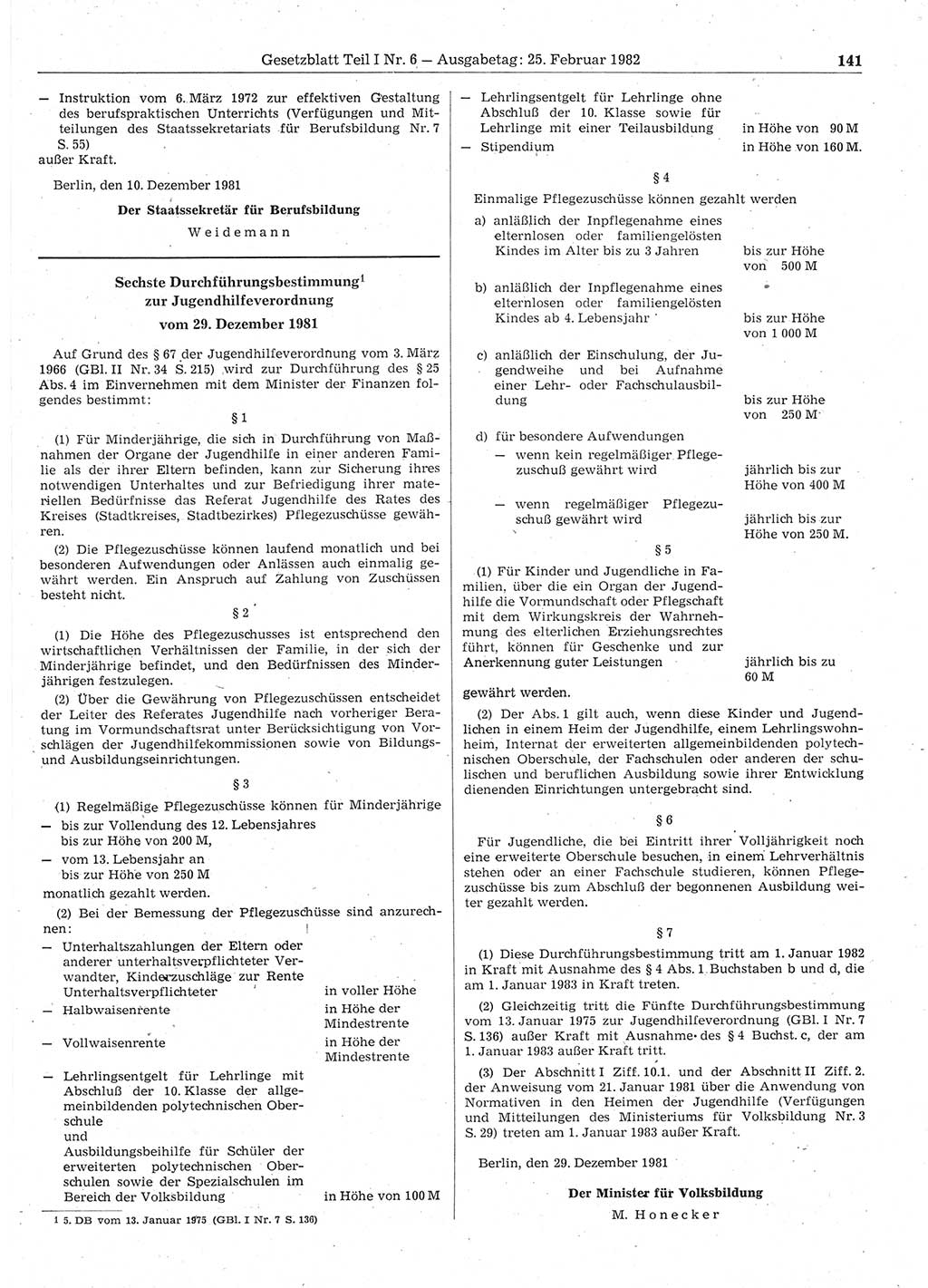Gesetzblatt (GBl.) der Deutschen Demokratischen Republik (DDR) Teil Ⅰ 1982, Seite 141 (GBl. DDR Ⅰ 1982, S. 141)