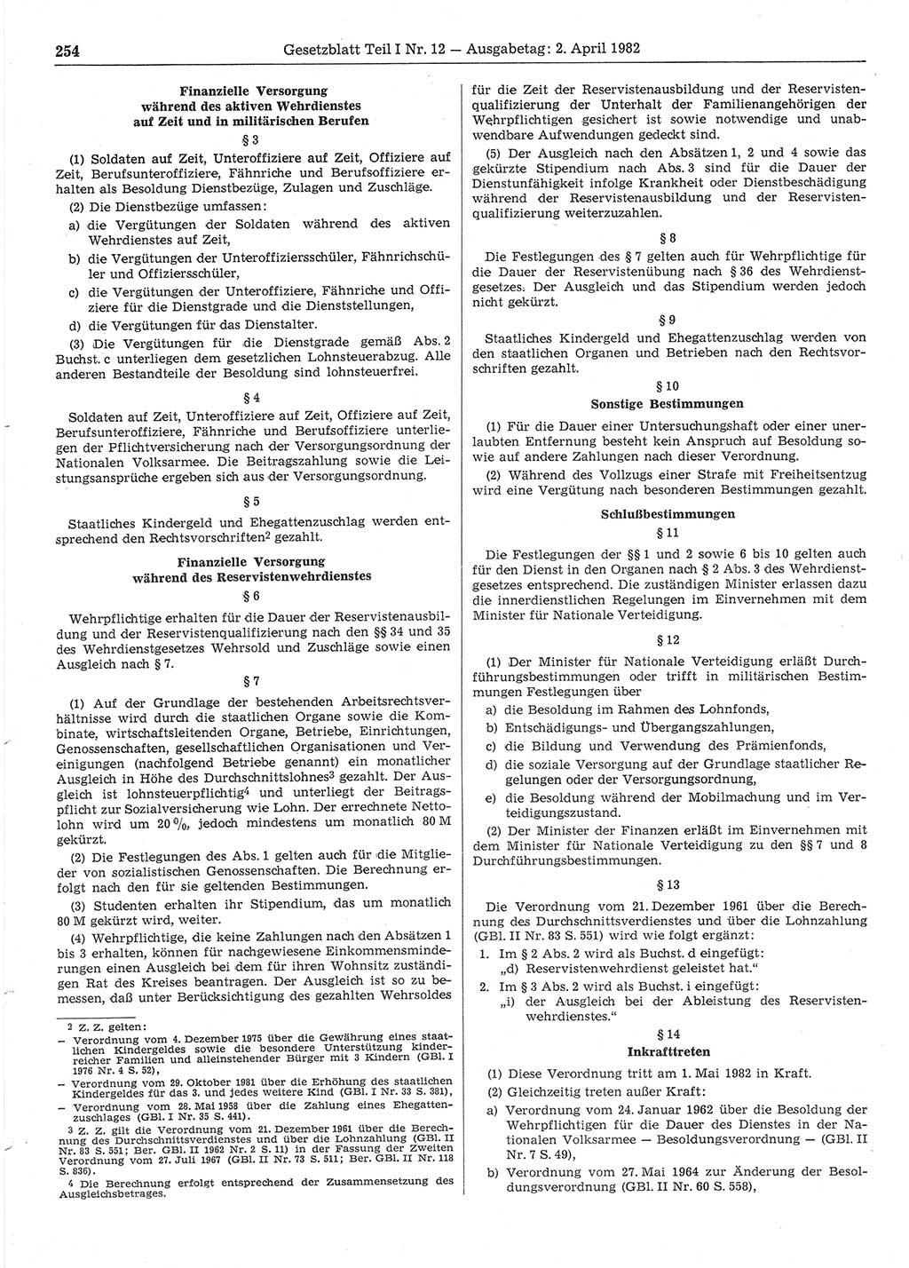 Gesetzblatt (GBl.) der Deutschen Demokratischen Republik (DDR) Teil Ⅰ 1982, Seite 254 (GBl. DDR Ⅰ 1982, S. 254)